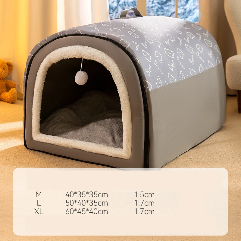 Winter-Hundebett, selbsterwärmend, Welpenhaus, gemütliches Katzenschlafzelt, Höhlenbetten, für drinnen, Kätzchen, Nest, Zwinger, Hütte für kleine, mittelgroße Hunde und Katzen – Detail 15