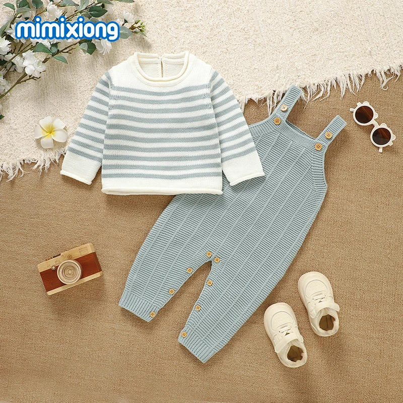 

Baby Knitted Clothes Sets Autumn and Winter 0-18m Sweaters+Rompers Infant 2pcs Outfits for Boy Girl Warm Suits Child Spring Wear