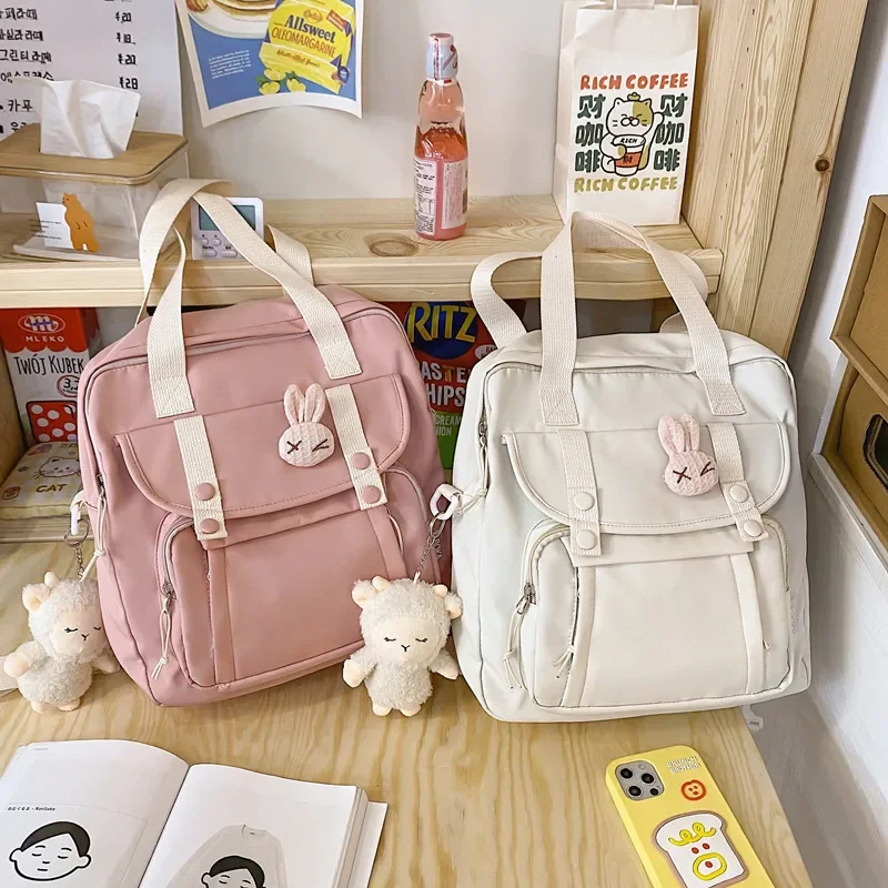 

Cute Large Capacity Tote Backpack Trendy Nylon Patchwork Shoulder School Book Bag for Teenage Girl Fashion Student Crossbody Sac