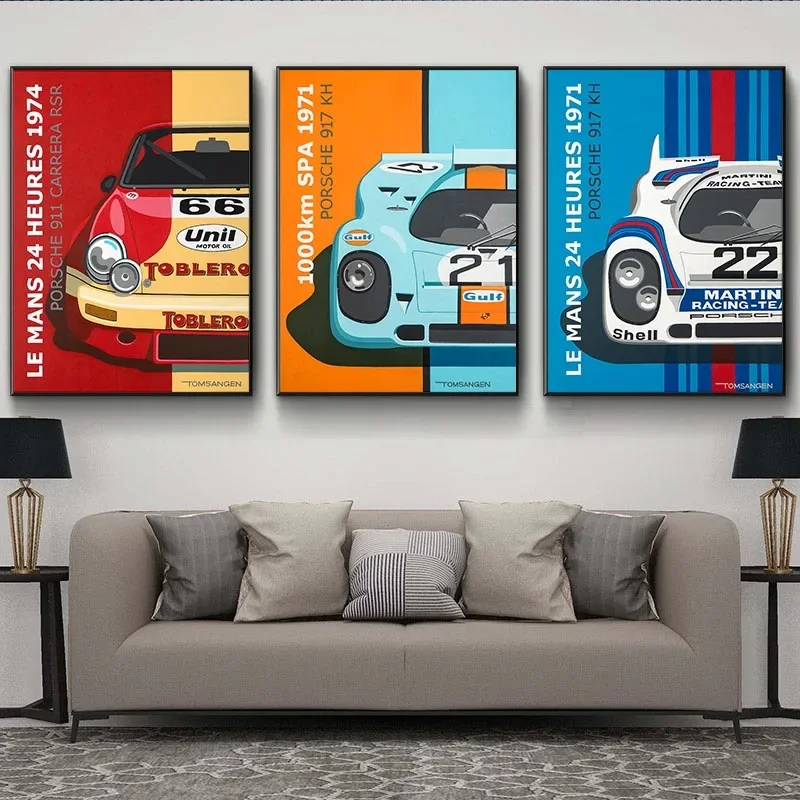 Classic Retro Aesthetic Wall Art Le Mans Racing HD Canvas Oil Painting Posters and Prints Home Bedroom Living Room Decoration