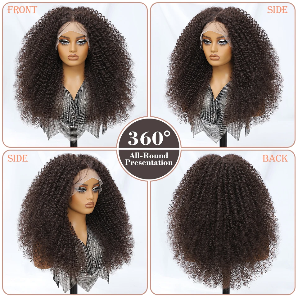 Jerry curl peruca dianteira do laço 24 Polegada sintético para afro feminino marrom perucas dianteiras do laço para feminino encaracolado perucas dianteiras do laço com cabelo do bebê