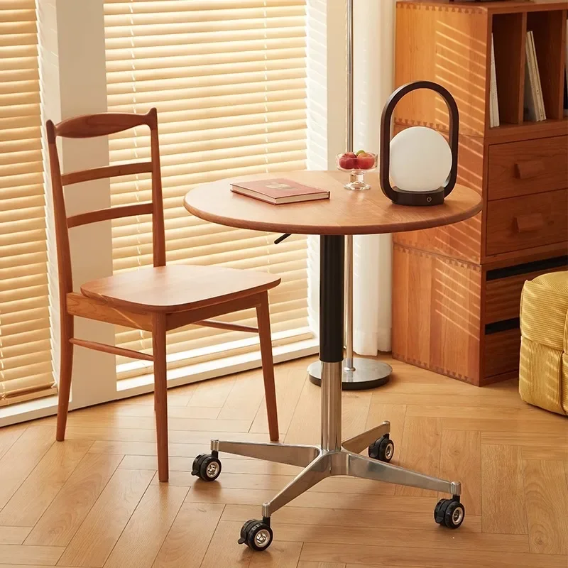 Lifting coffee table Movable sofa side table Simple round rotating small table