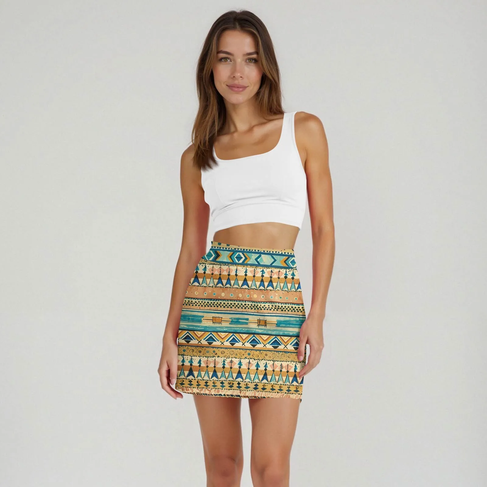 

Short Dresses Summer Women Casual High Waist Print Short Half Skirt Sports Skirt Pleated Skirt White Mini Skirt Clothing Female