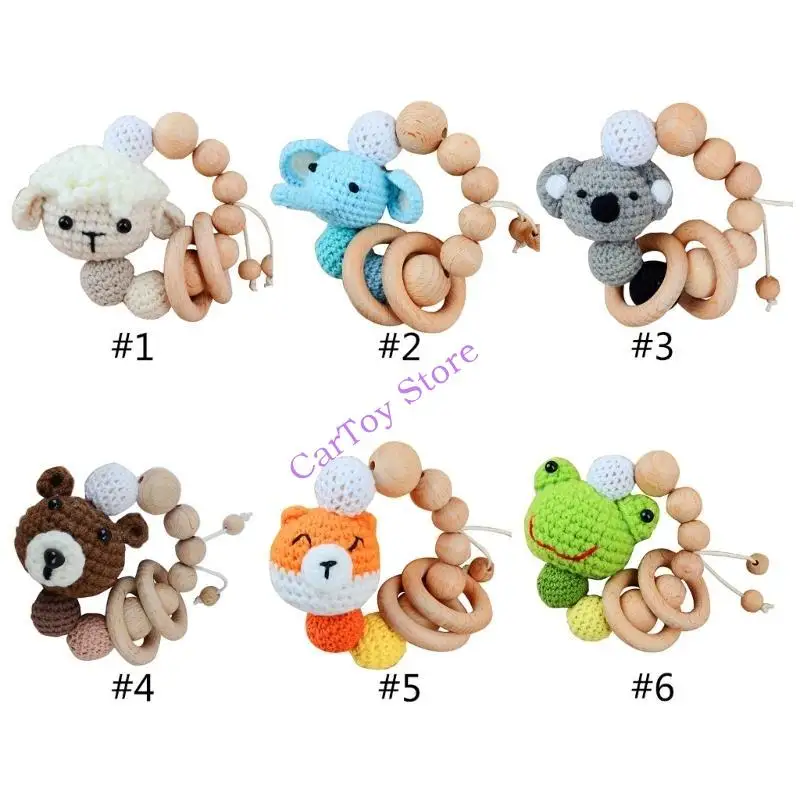 

634F Teething Toy Beech Teething Rattle Development Tool Shower Gift for Infants
