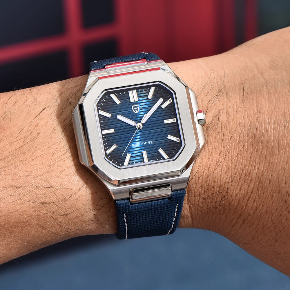 PAGANI DESIGNนาฬิกาผู้ชายสแควร์หรูหราควอตซ์นาฬิกาผู้ชายสแตนเลสนาฬิกาข้อมือสําหรับชาย 100Mกันน้ํา 2025 ใหม่