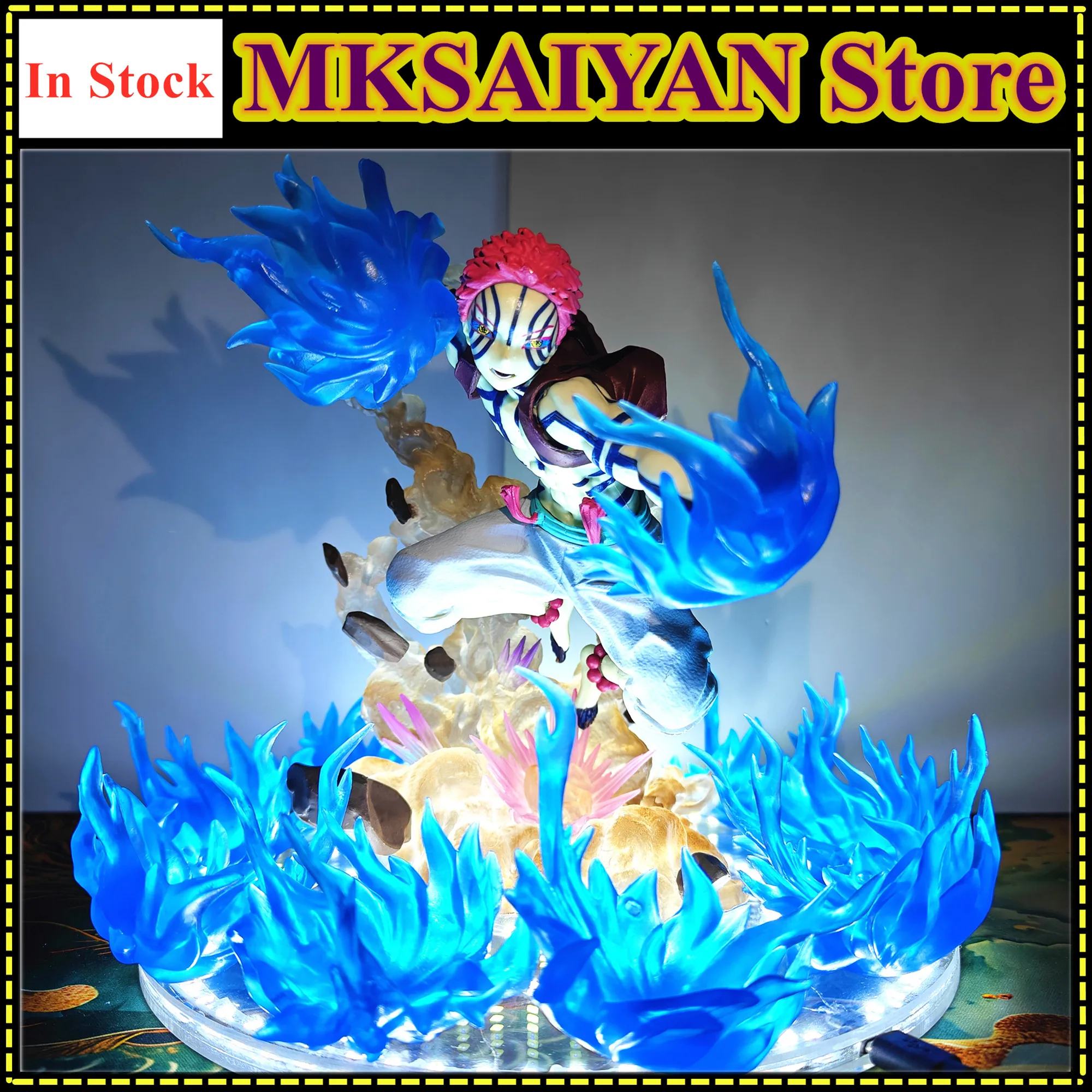 Anime Dämon Slayer NULL Akaza Hakuji DIY Lampe Wirkung Action Figur Spielzeug Kimetsu keine Yaiba Unendlichkeit Schloss PVC Modell Sammlung
