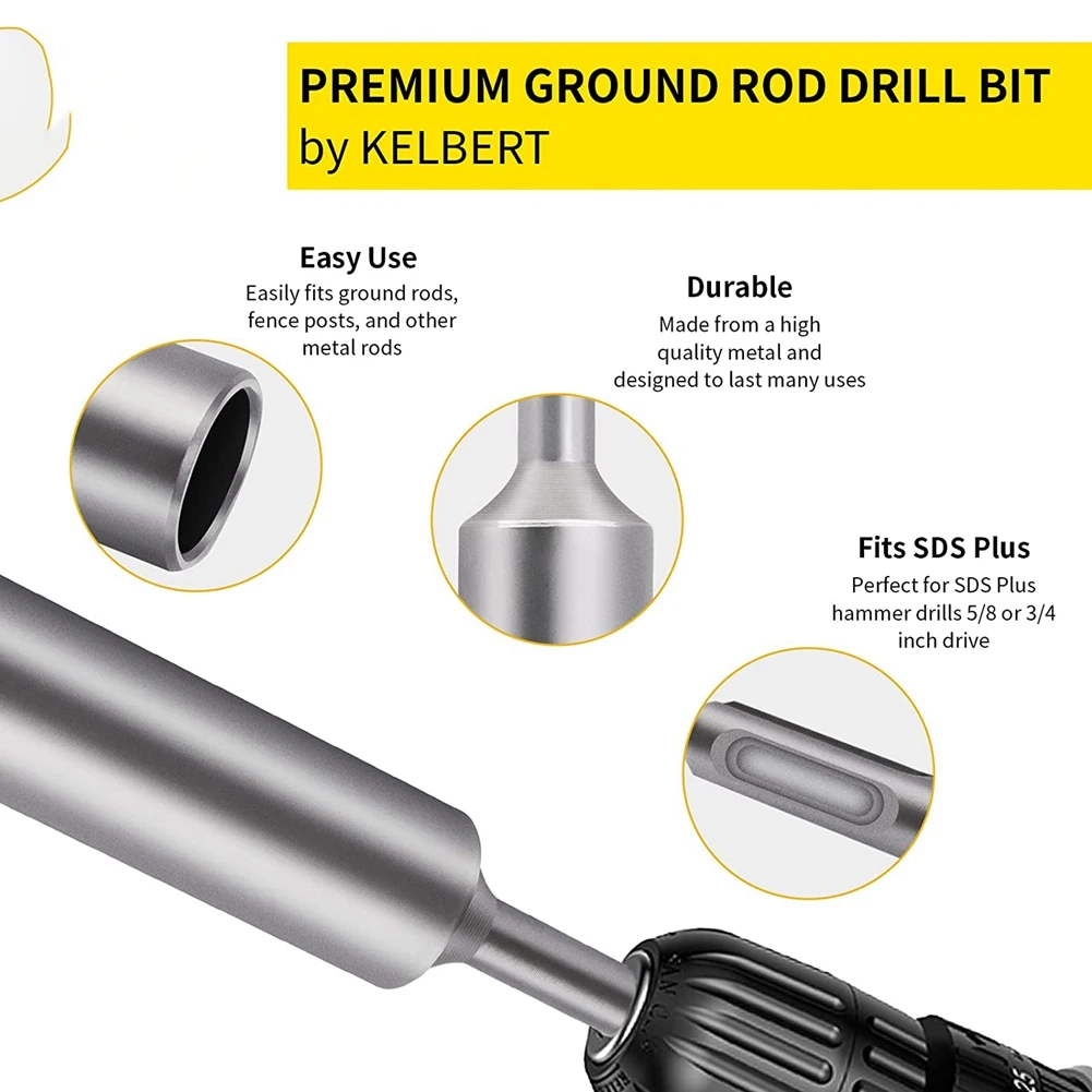 

Happy New- SDS-Plus Ground Rod Driver For 5/8Inch & 3/4Inch Ground Rods Great For All SDS Plus Hammer Drills Steel