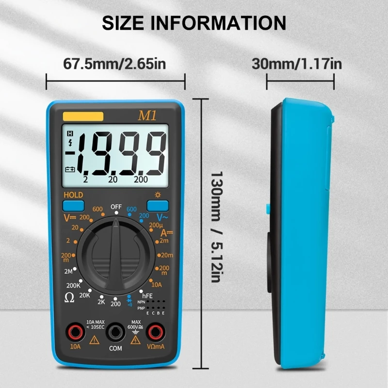 Digital Multimeter Measuring Tool with Data Hold Low Battery Fit for