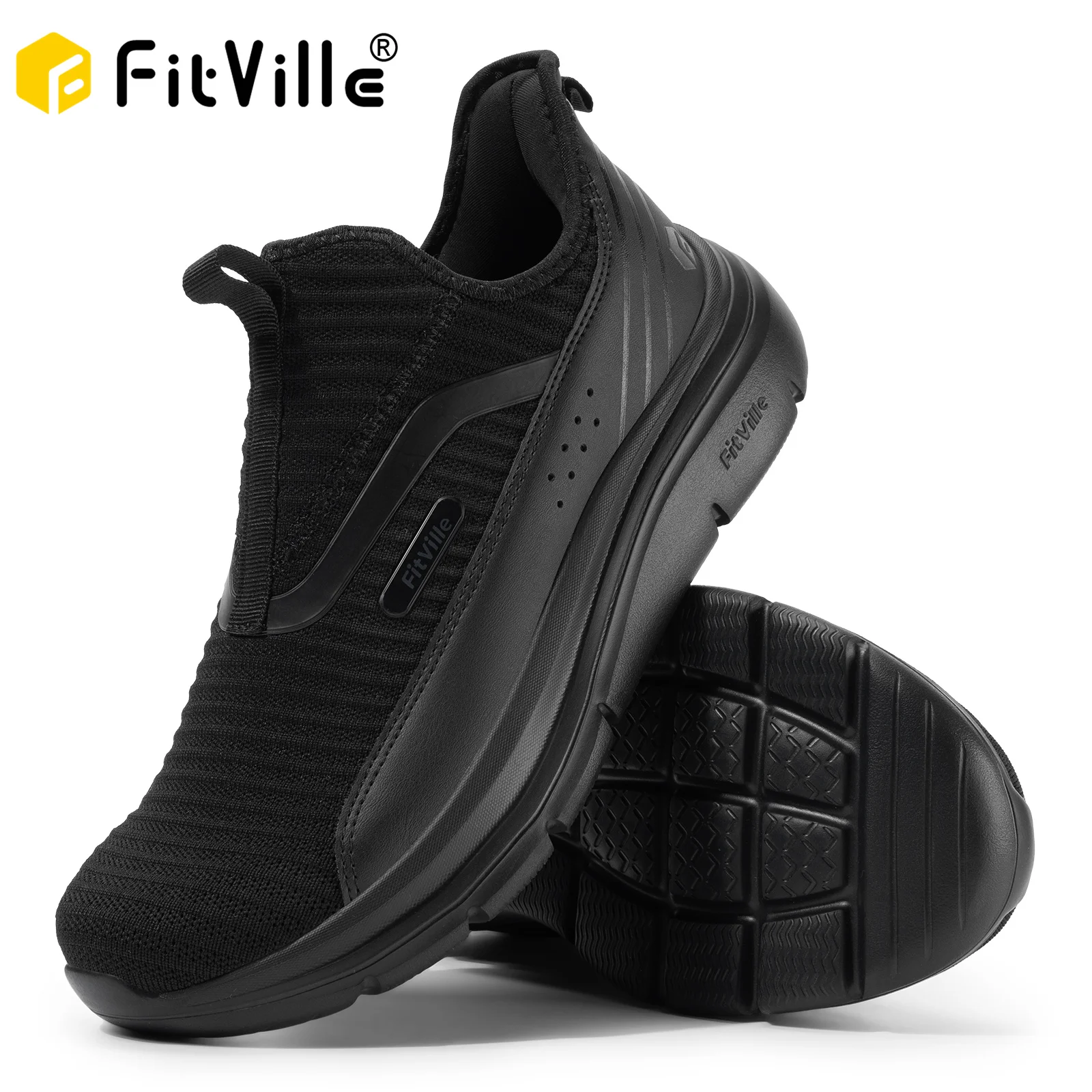 FitVille New Style Wide Men Running Shoes Ourdoor Jogging Trekking Sneakers Lace Up Athletic Shoes Comfortable Light Soft