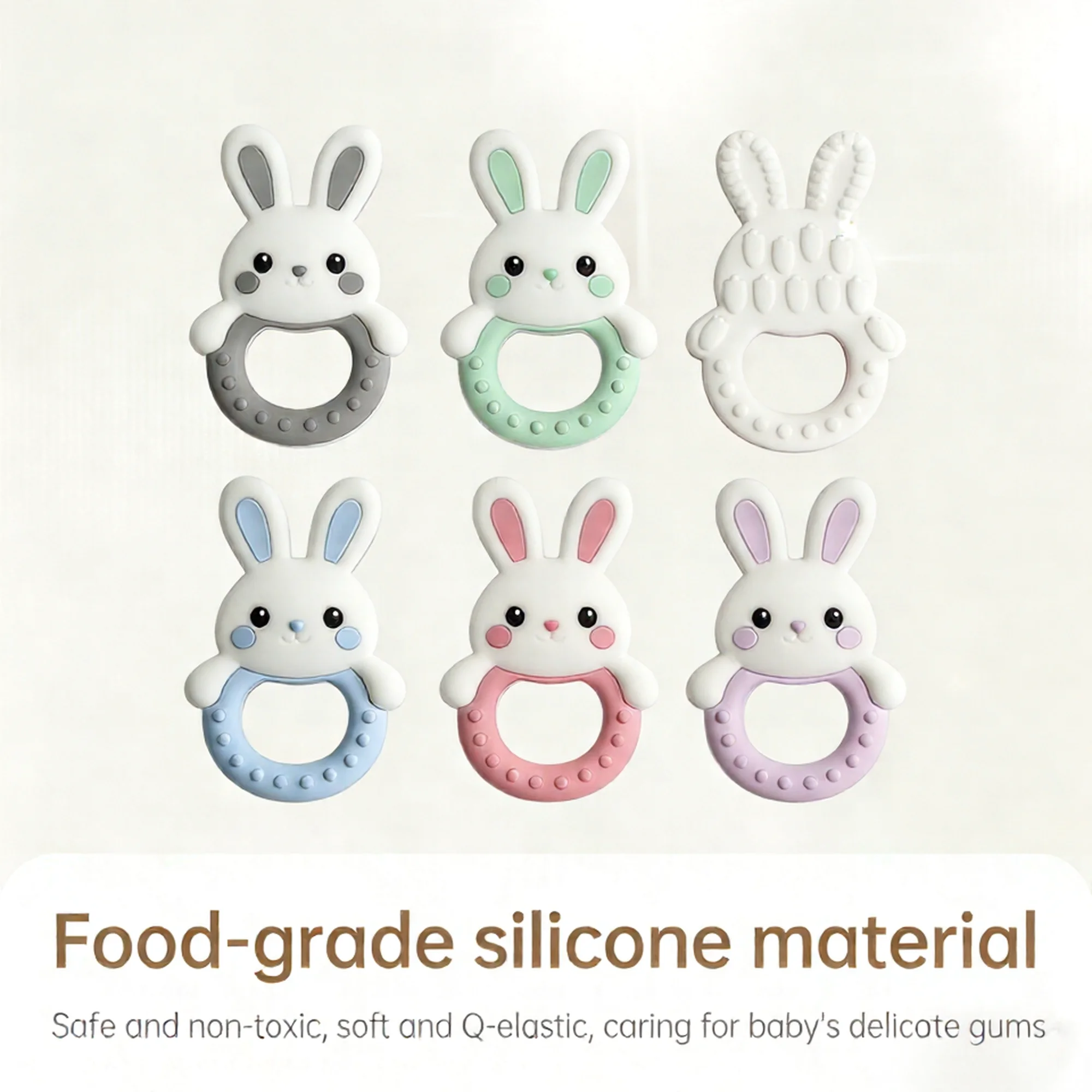 1Pcs Baby Teether Silicone Toy Pacifier Chain Making Cartoon Rabbit Nursing Teething Gifts Molar Chewing Newborn Accessories Toy view 5