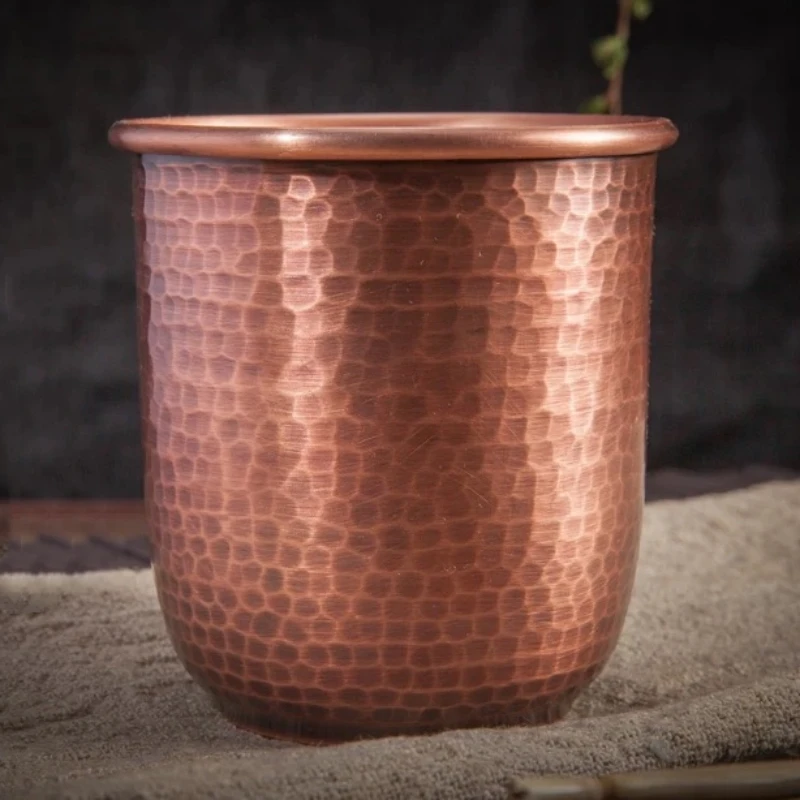 

Vintage Pure Copper Coffee Cup,Double-layer Engraving Hammer Texture 300 ml Breakfast Milk Mug,Handcrafted Tea Tumbler Tableware