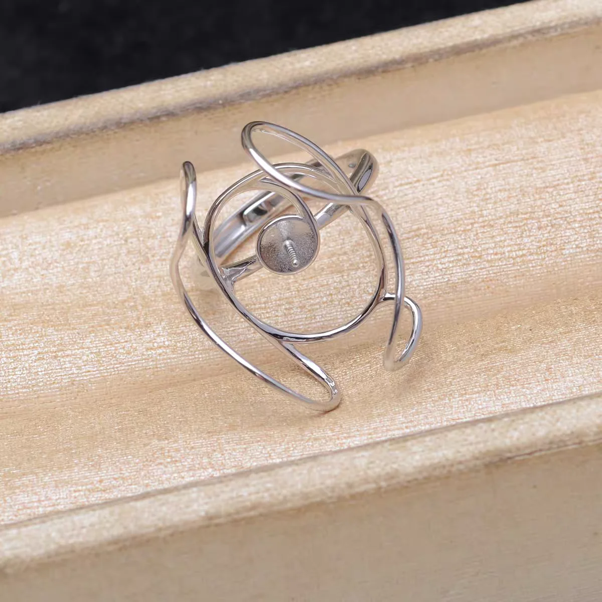 S925 فضة قابل للتعديل البنصر حوامل قاعدة إعداد النتائج مجوهرات ل 16-26 مللي متر اللؤلؤ الباروك 3 قطعة/الوحدة #4