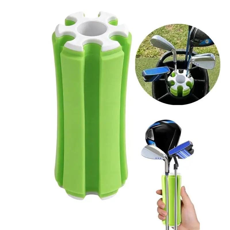 Golf Club Holder Stand With Padded Handle Organizer Golf Club Fixed Clip Holder For Beginner Women Men Bag Cart Green Driving