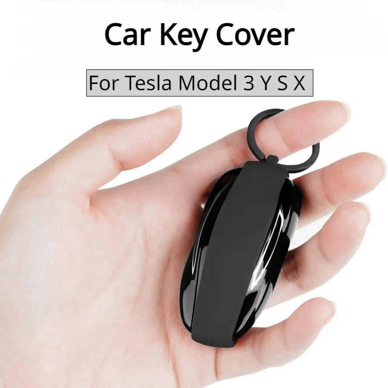 Car Key Fob Case Silicone Cover for Tesla Model 3 Y S X Bikini with Metal Keychain Holder Anti Scratch Soft Shell Accessories