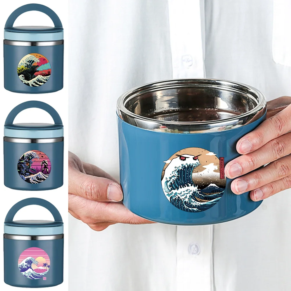 

Термосумка для обедов с ручкой: для рабочих, студентов, поездок на работу, спорта, путешествий, кемпинга, пикников. Портативная, с волнообразным принтом.