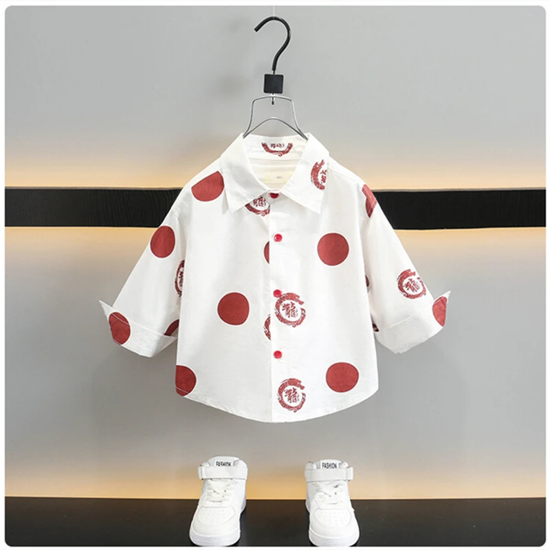 

3-7T spring autumn Fashion cotton boys kids children dot shirt