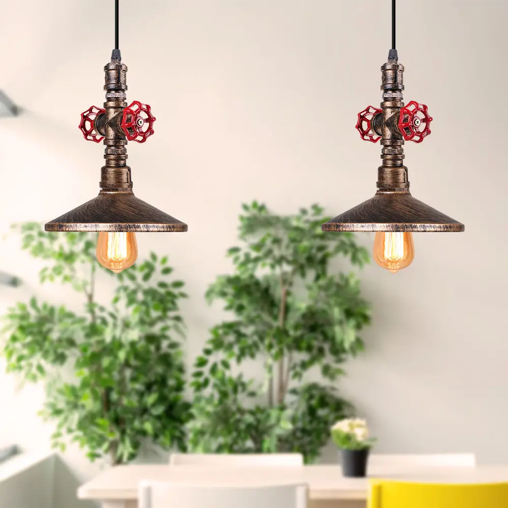 Industrial Pendant Light Fixture Vintage Retro Water Pipe Handing Lamp Lighting Lampshade Lamp Restaurant Kitchen Home Decor E27