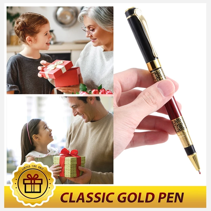 Chinese Classical Roller Ball Pen Elegant Golden Metal Ballpoint Pen For Office Business Signature School Student Gift