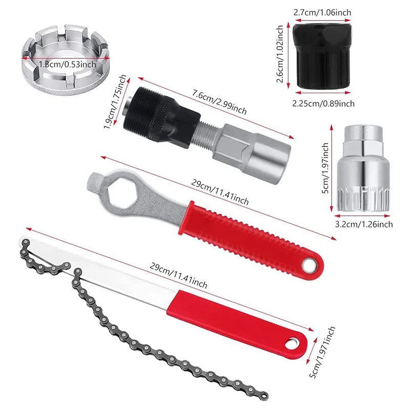 Bicycle Crank Extractor Bottom Bracket Repair Tools Kit Crank Puller,Freewheel Chain Whip Bicycle Cassette Removal Tool