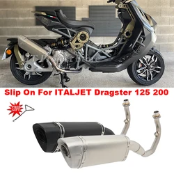 Slip On For Italjet Dragster 125 200 Motorcycle Systems Exhaust Escape Front Middle Mid Link Pipe Removable DB Killer Muffler  ﻿