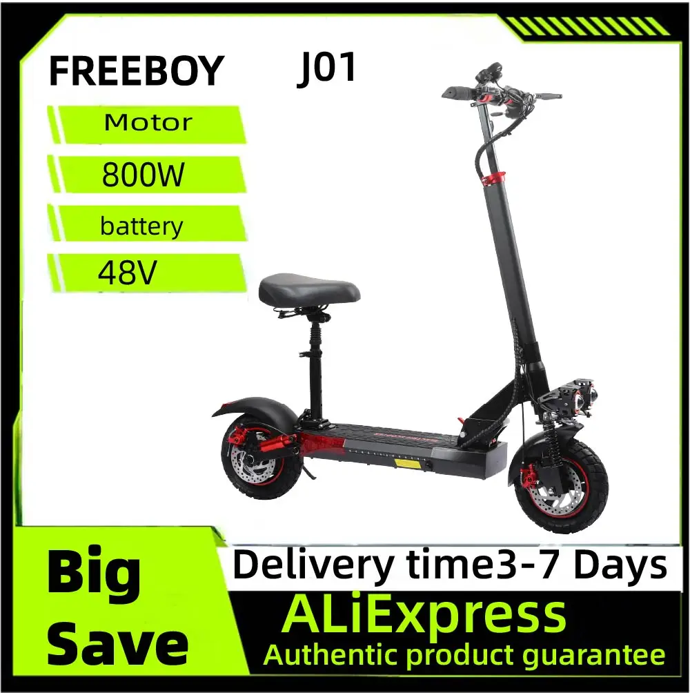 

FREEBOY J01 Adult Foldable Escooter 800W Electric Scooter 48V Battery Electric Skateboard 10 Inch Tire E-Scooter