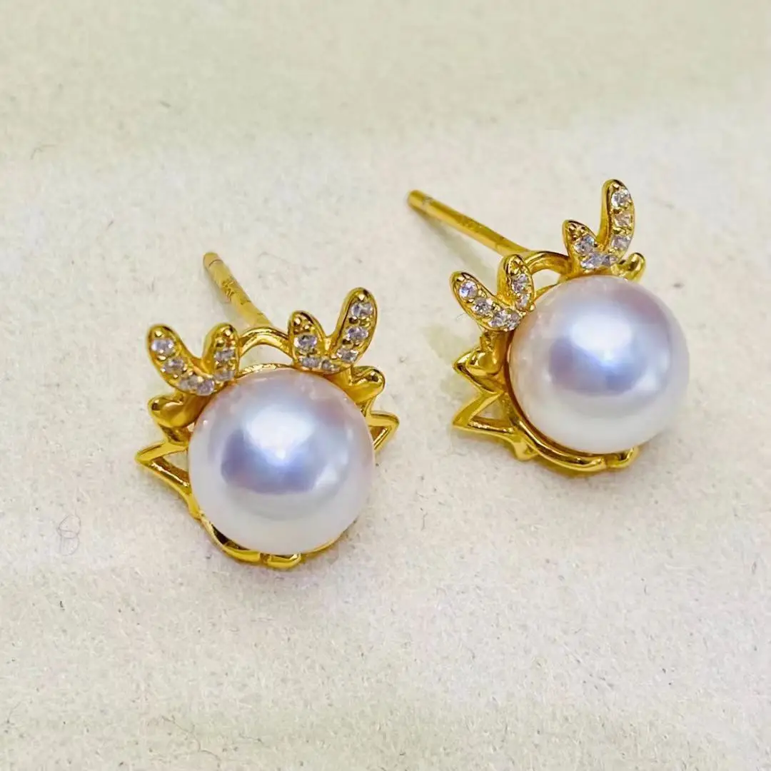 

Оптовая продажа, серьги из стерлингового серебра S925, фурнитура для крепления, базовые монтажные детали, аксессуар для жемчуга 7-8 мм, 5 пар/лот