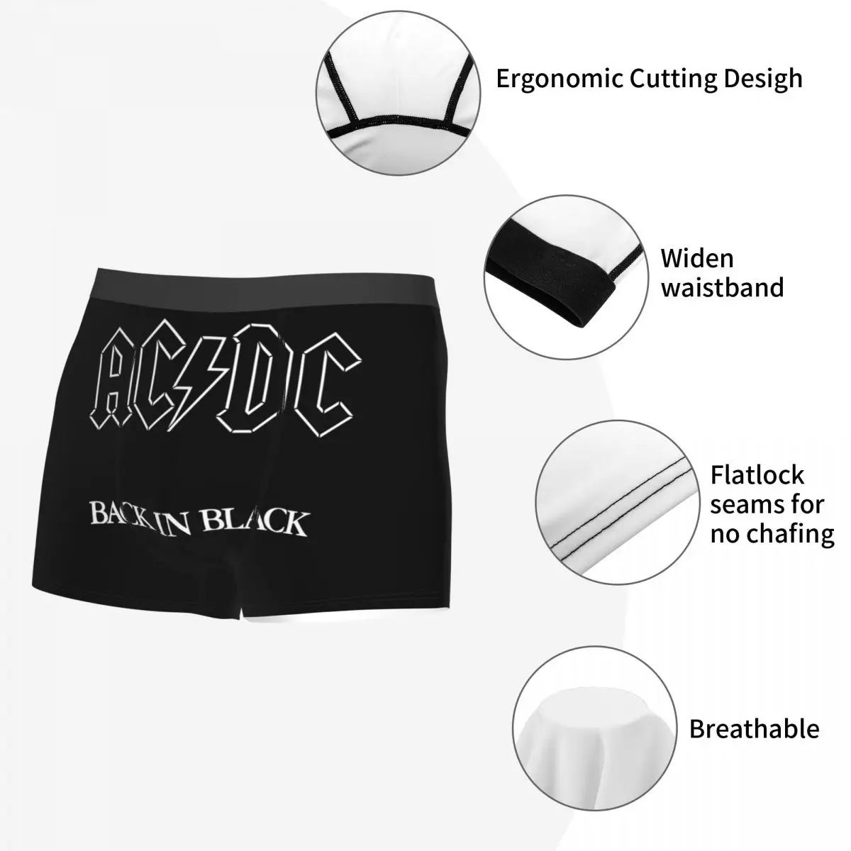 Boxer Underpants Shorts Ac And Dc Power Up Rock Party Panties Male Comfortable Underwear for Homme Man Boyfriend Gifts