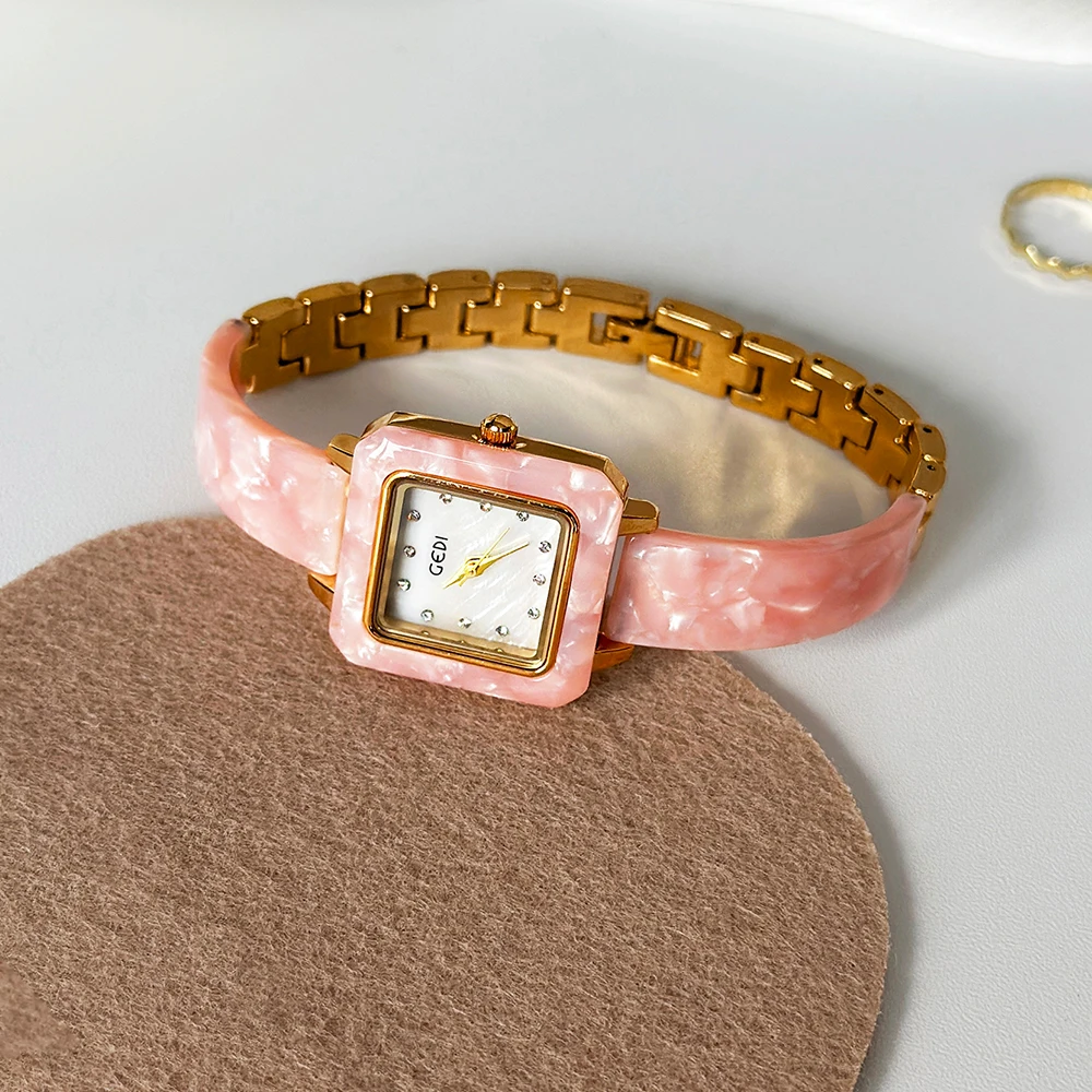 Fashion Gedi Top Brand Watches Woman Square Gold Watch Fashion Quartz Exquisite Niche Ladies Luxury High Quality Women Gifts