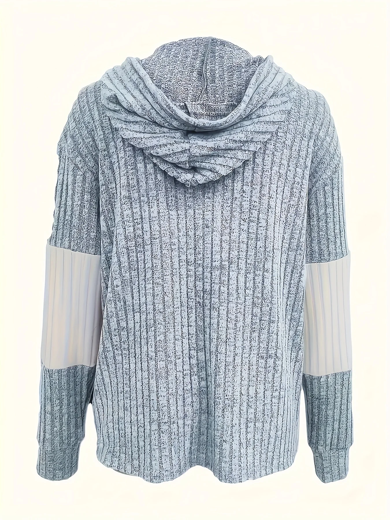 Damen Casual Farbblock-Hoodie mit Kordelzug und Reißverschluss im Streetwear-Stil mit Taschen – Bild 3
