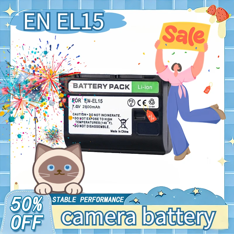 

7.0V 2800mAh EN EL15 Camera Battery for Nikon Z5 Z6 Z7 D7100 D7200 D7500 D850 D750 D7500 D810 D500 Batteries