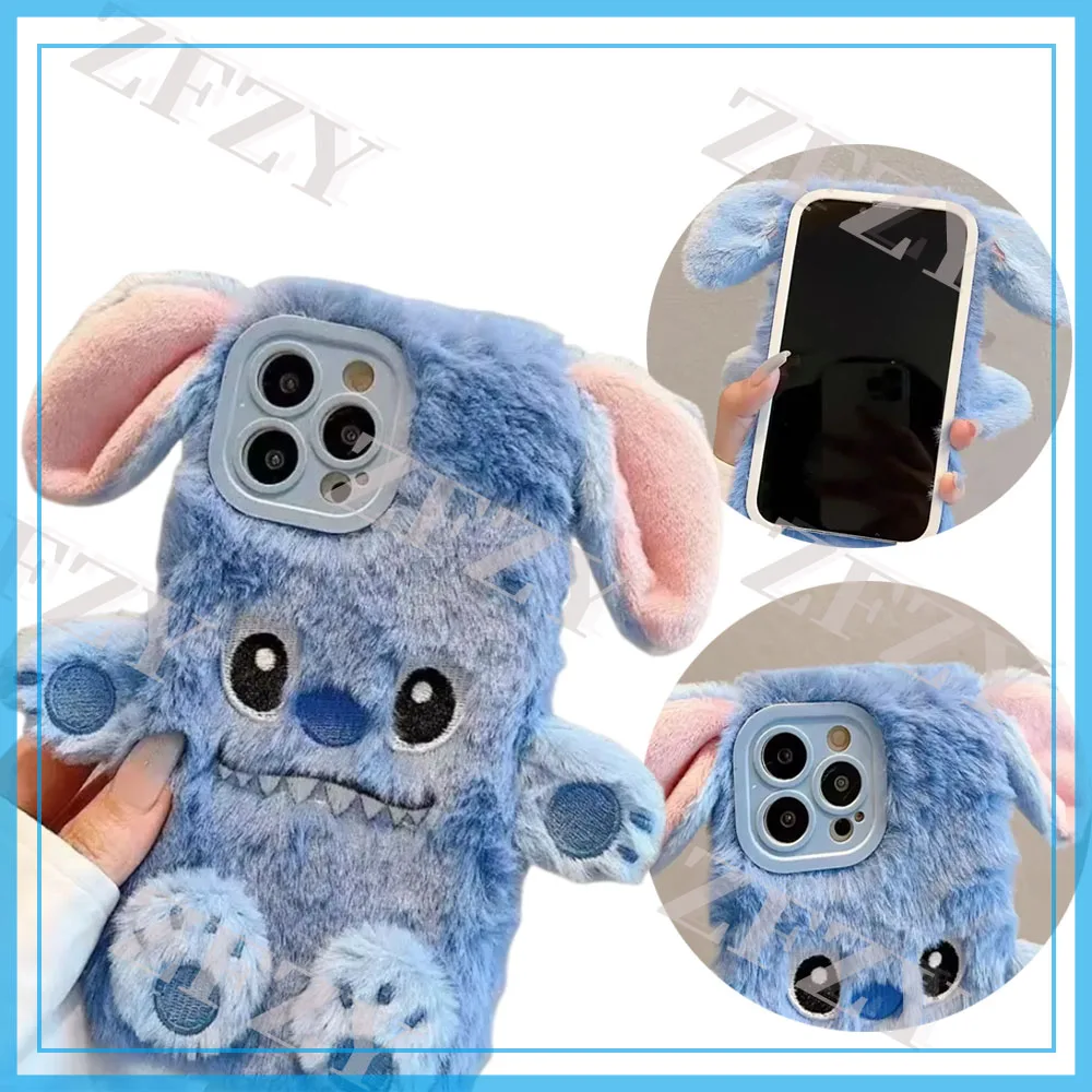 Disney Stitch Phone Cases Iphone for IPhone 15 14 13 12 11 Pro Max Xs XR 6 7 8 Plush 3d Anime Figure Protective Cover Shell Gift