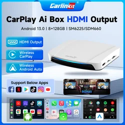 2026 8G+128G CarlinKit CarPlay AI Box Android 13Wireless Android Auto&CarPlay SM6225 Qualcomm 8-Core For Netflix Smart TV Box