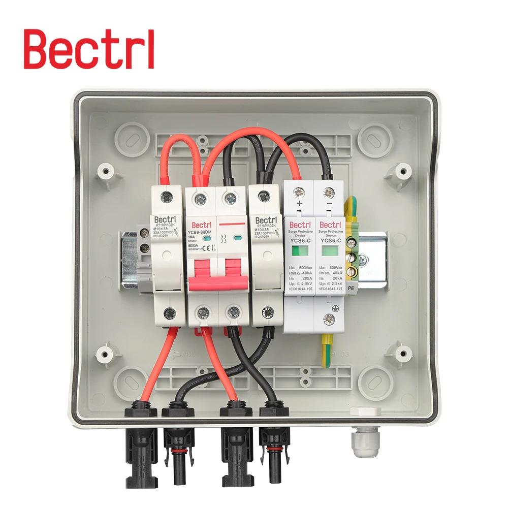 Imagem -03 - Solar Fotovoltaica pv Combiner Box Caixa à Prova Dágua Proteção contra Raios Entrada Saída dc 600v 16a Fusível Mcb Spd Ip65