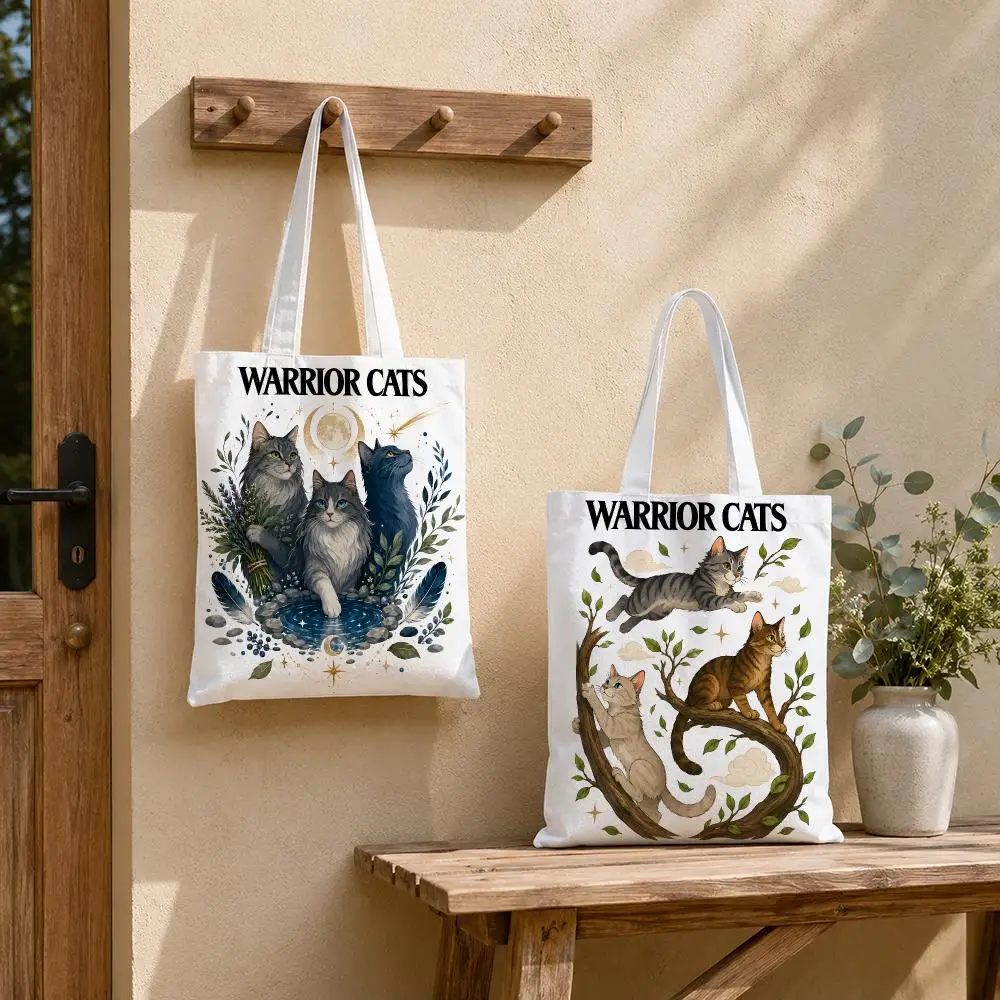 Warrior Cats Storage Bags Tote Bag Reusable Shoulder Shopping Foldable For School Work Travel Daily Use