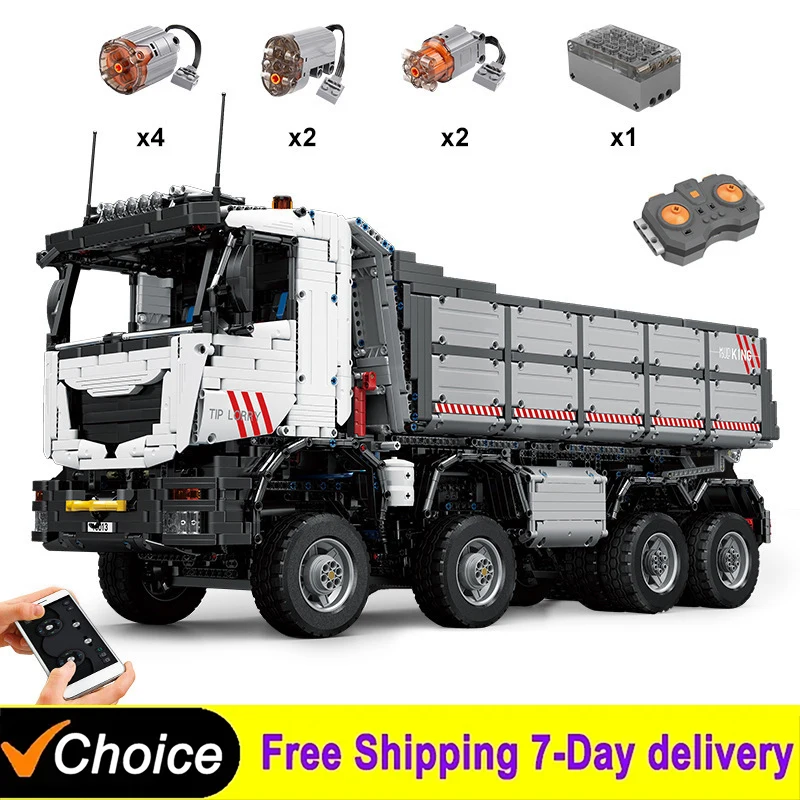 

MOULD KING 19013 Technical Motorized Pneumatic Dump Truck Building Blocks Truck Car Model Bricks For Kids Christmas Gift