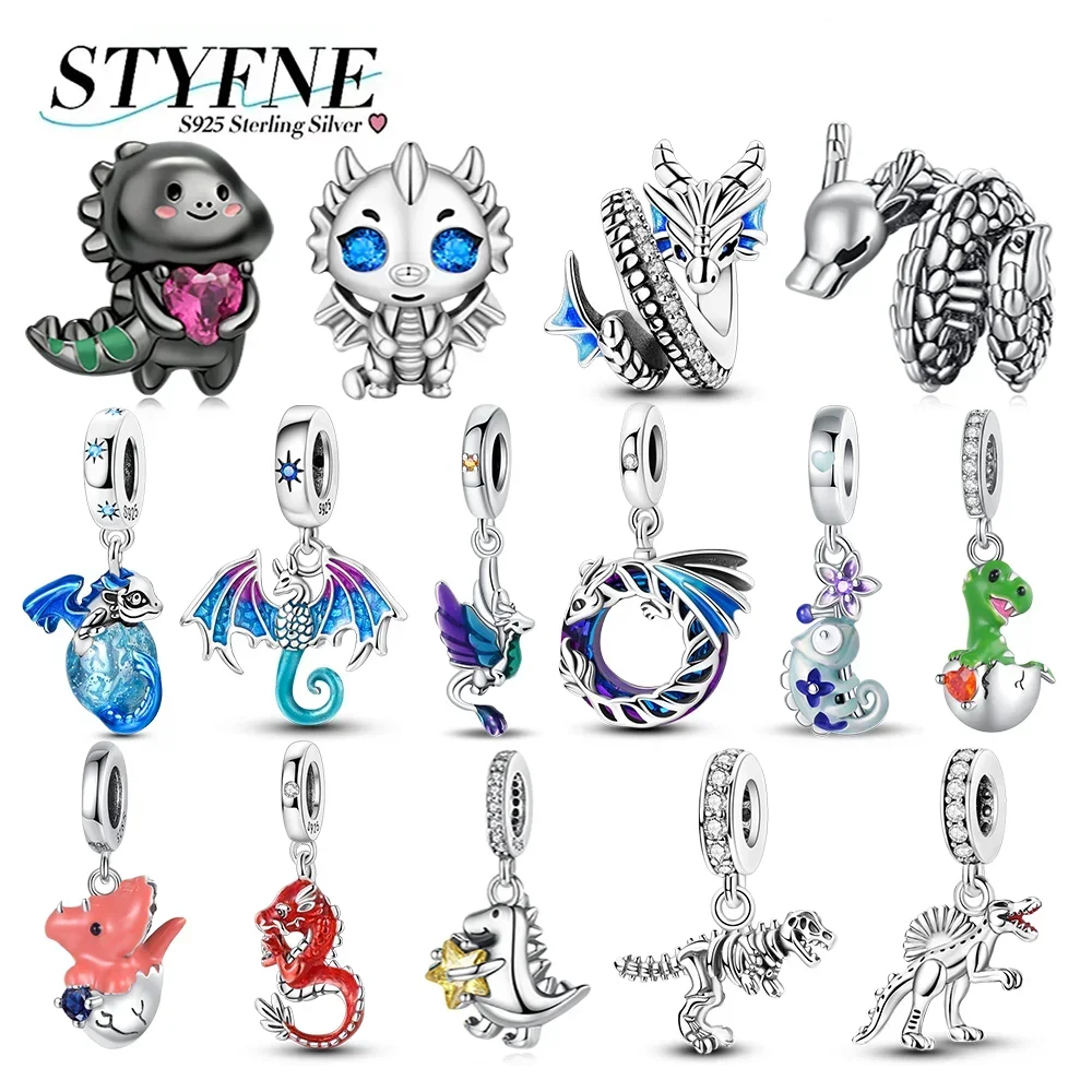 

Элегантные подвески серии дракона, серебро 925, птерозавр, тираннозавр, хамелеон, подвеска, подходит для оригинального браслета, изготовление ювелирных изделий своими руками