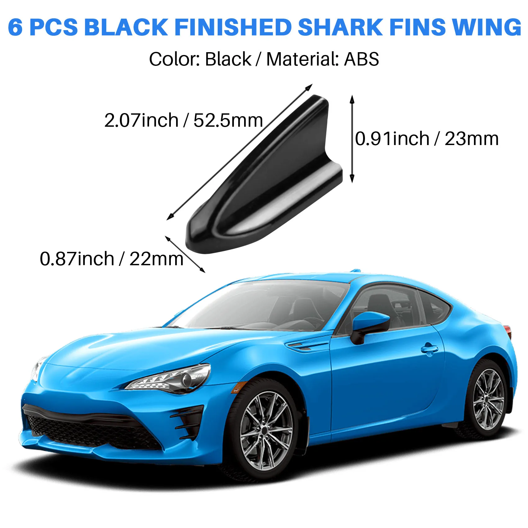 AS-6 個ブラックカー EVO スタイル PP ルーフシャークフィンスポイラーウイングキット渦発生器