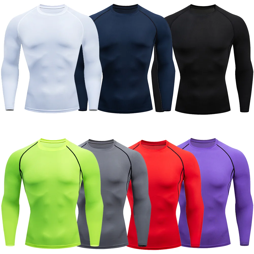 Men Bodybuilding Sports T-Shirt Quick Dry Running Shirt Long Sleeve Compression Top Gym T Shirt Men Fitness Tight Rashgad