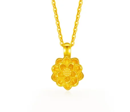 999 real gold pendants 24k pure gold loutus pendant for women fine gold necklace pendants lotus fun about 10mm