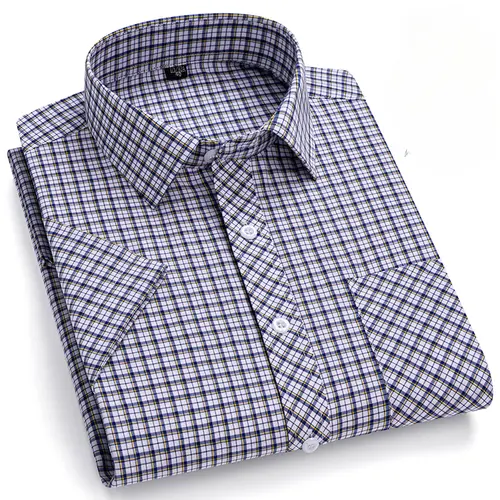 New in Shirt Over Size 100% Cotton Thin Summer Short Sleeve Shirts for Men Slim Fit Plain Shirt Plaid Soft Korean Popular Clothe - Image 19