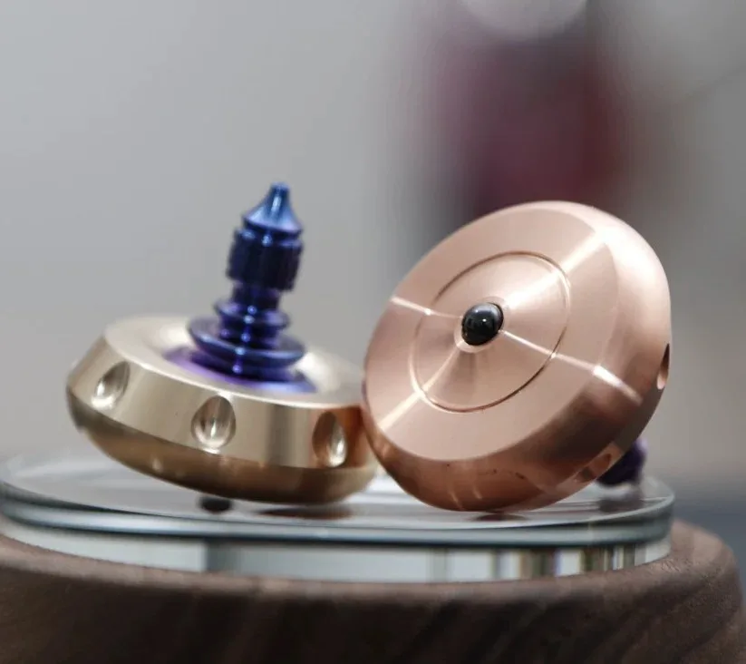 New 1PC Ttitanium Handle Brass / Copper Body Spinning Top Hand Twisting Finger Spinner Ceramic Bead Fidget EDC Toy