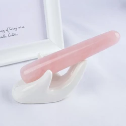 Rose Quartz Body Massage Wand Natural Stone Crystal Stick Face Head Eye Massager Neck Health Skincare Gua Sha Acupuncture Pen