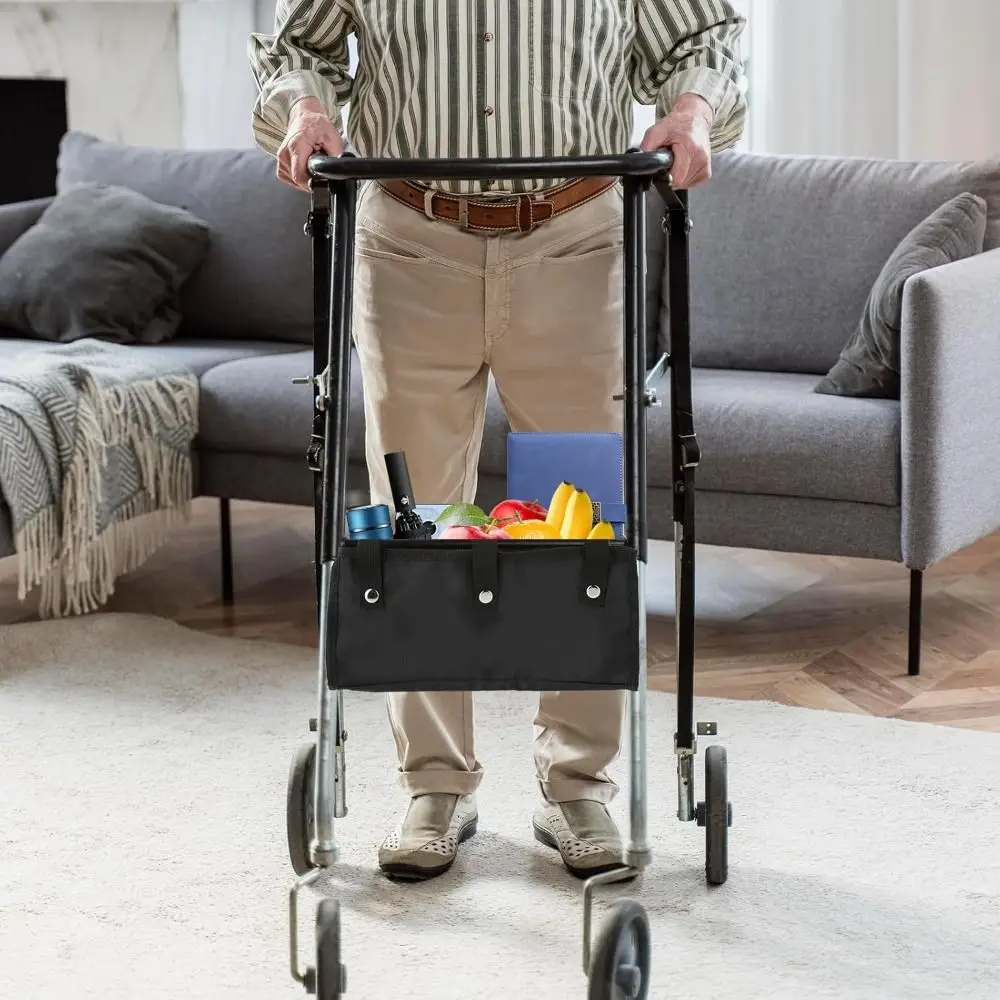 Foldable Rollator Walker Basket Large Capacity Reusable Wheelchair Storage Pouch Rollator Hanging Bag Four Wheel Rollator