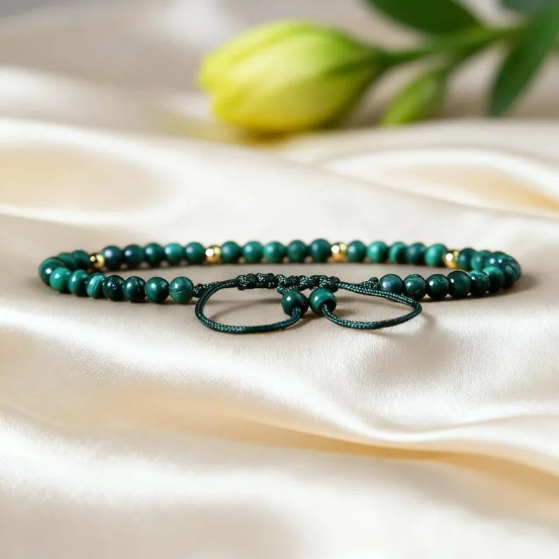 Crystal exquisite malachite bracelet, natural gemstone simple bracelet, heart chakra, guardian stone