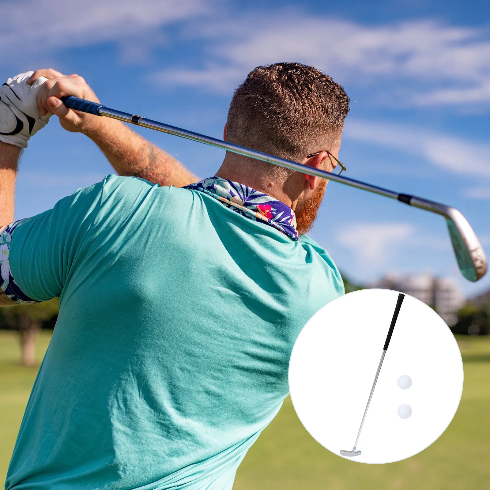 

1Set Golf Practice Putter Foldable Zinc Alloy Detachable Three-Section Foldable Training Pushing Rod Portable Golf Clubs