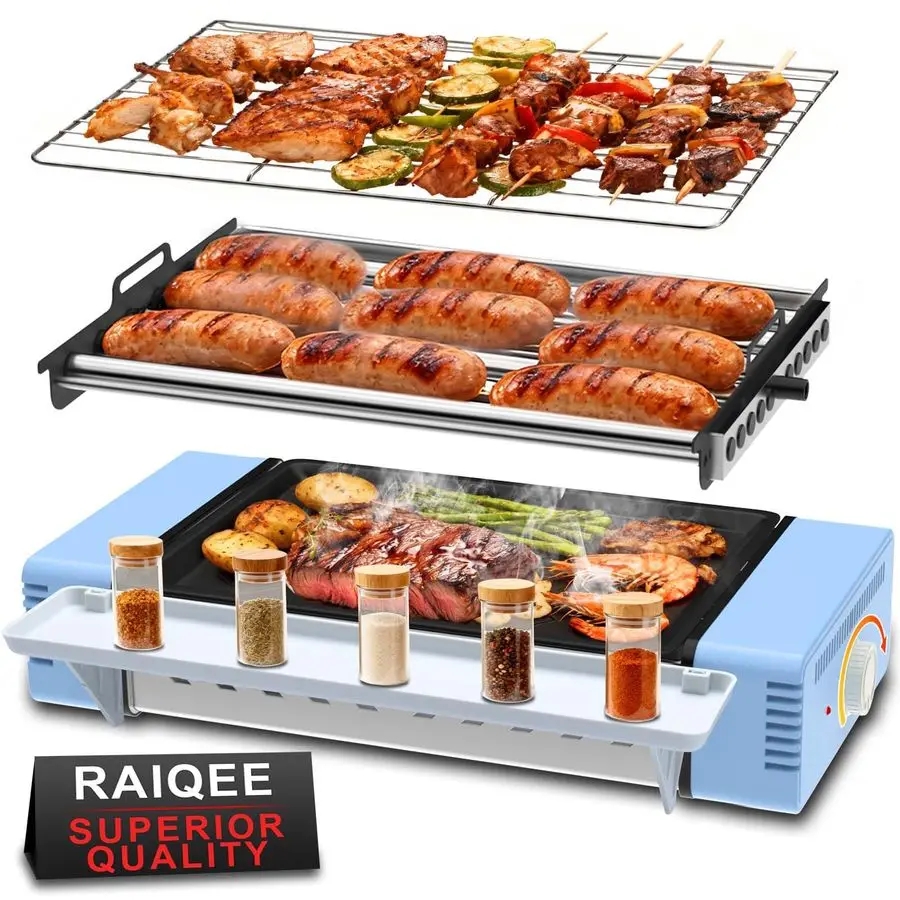 

Многофункциональный гриль для дома 3-в-1: с роликовым грилем для хот-догов, решеткой для гриля и съемной антипригарной пластиной, портативный, в корейском стиле