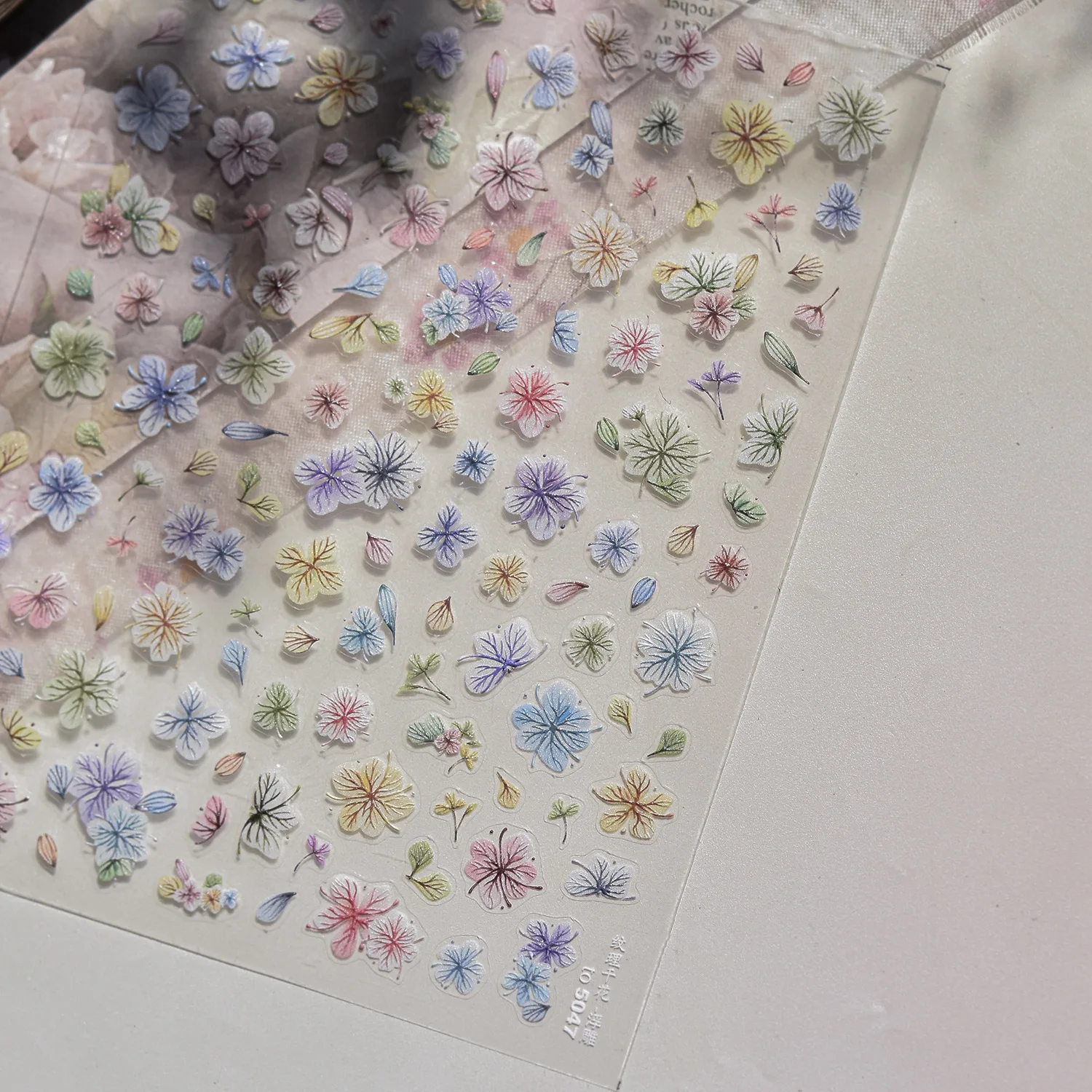 1Pc 5D Embossed Colorful Dried Flower Petal Nail Sticker Peach Blossom Self Adhesive Decals Spring Floral Manicure Sliders