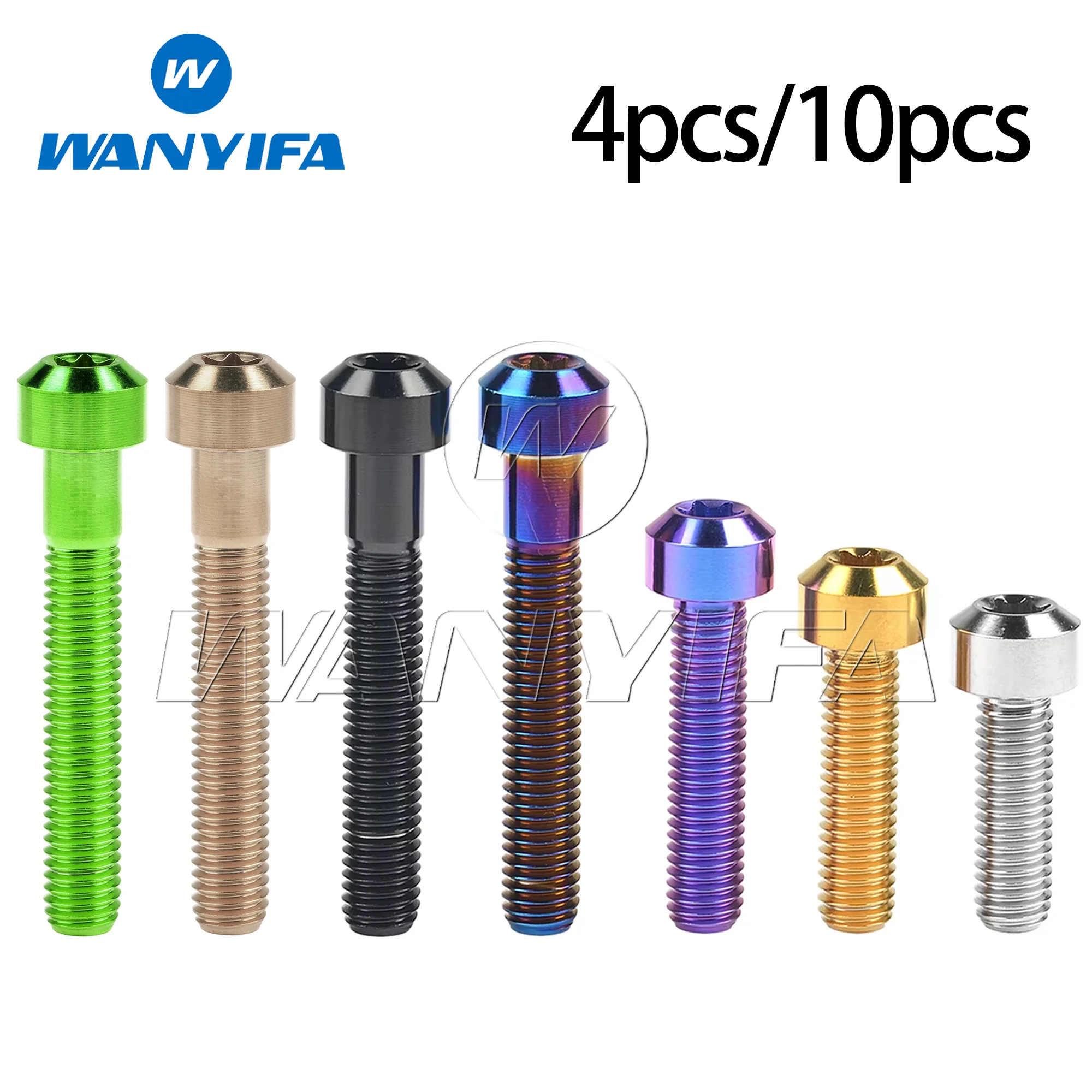 Wanyifa Titanium Bolt M8x10/15/20/25/30/35/40/45/50mm T40 Torx Head Screws for Motorcycle Car Refit 4/10pcs