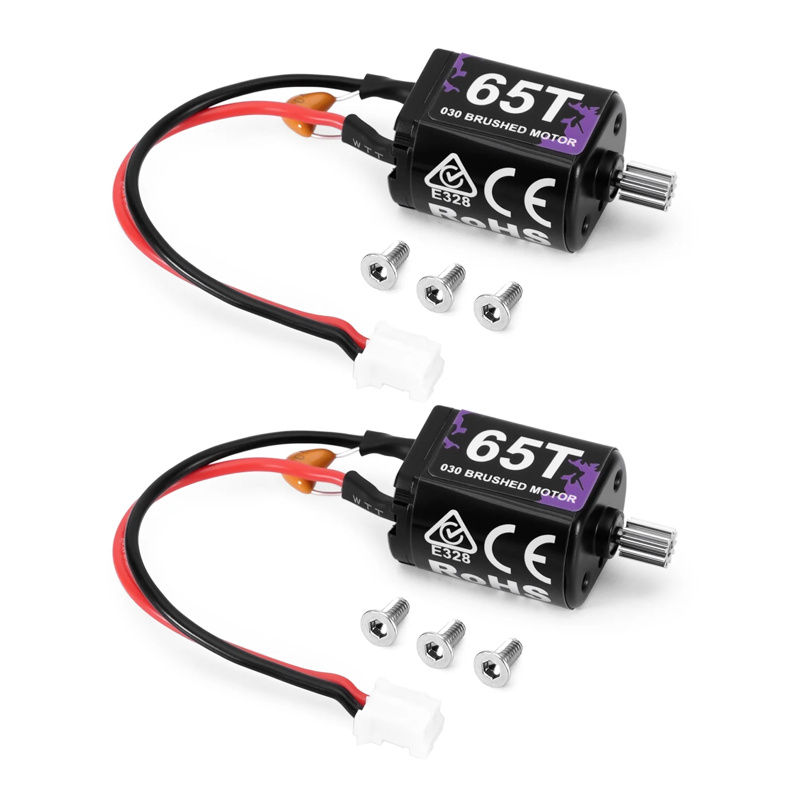 

65T 030-Size Brushed Motors for 1/30 Axial SCX30 RC Crawler (2-Pack)