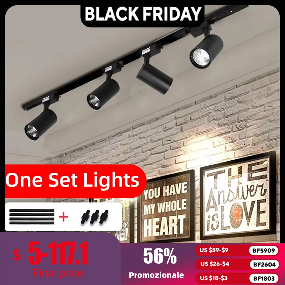 

Светодиодный трековый светильник Spot 220V COB Потолочный трековый светильник Рельсовая система освещения Набор рельсов для магазина одежды Гостиная Магазин дома